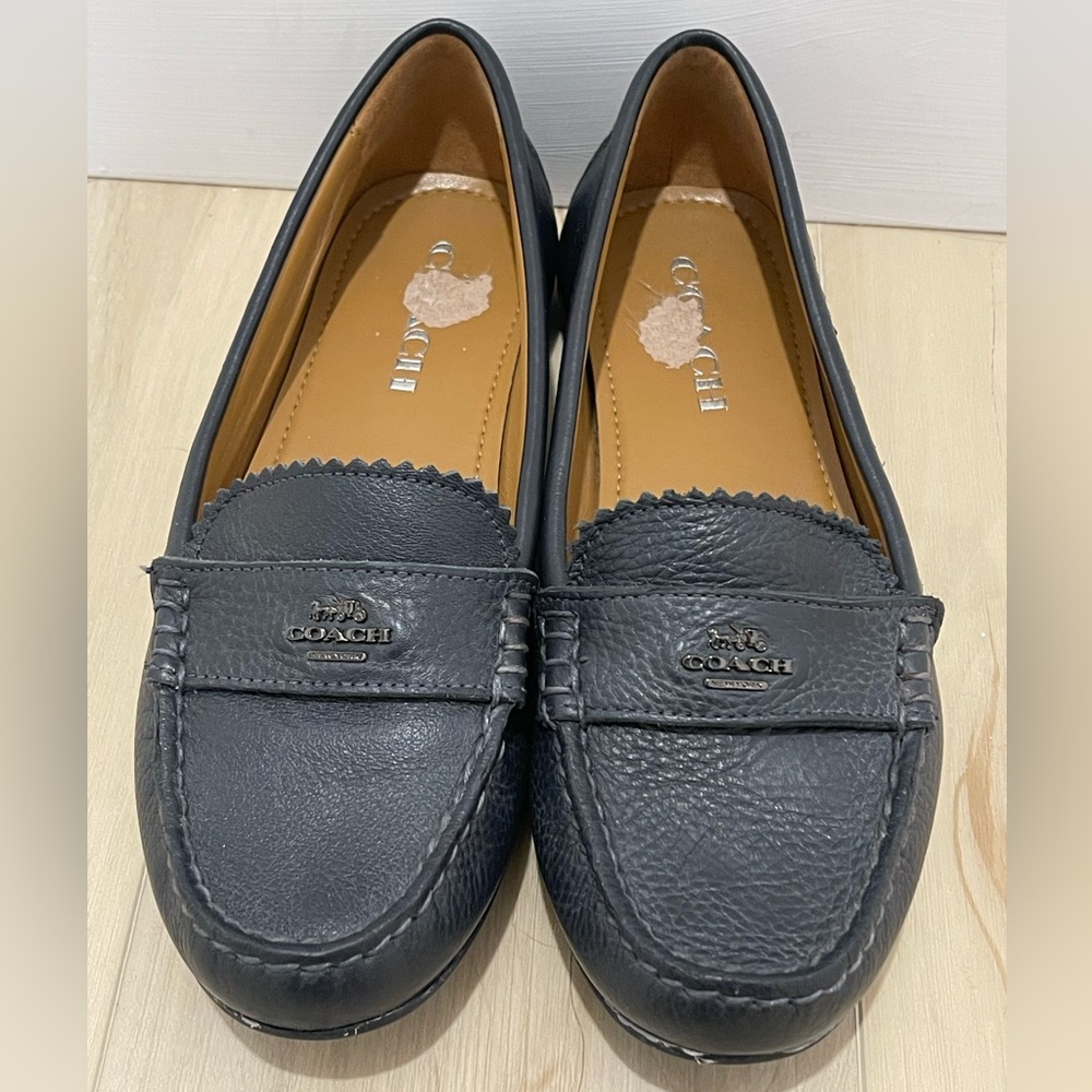 Coach Dark Gray Leather Odette Loafers for Women